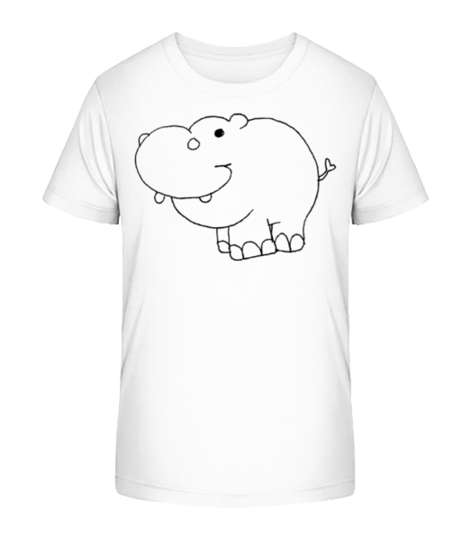 Kinder Comic - Nilpferd - Kinder Bio T-Shirt Stanley Stella - Weiß - Vorne
