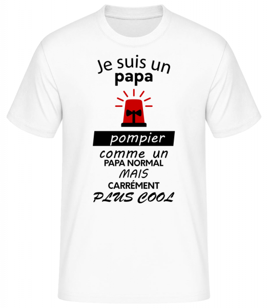 Papa Pompier Cool - T-shirt standard Homme - Blanc - Devant