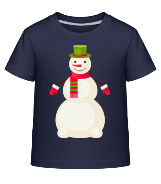 Schneemann mit Hut - Kinder Shirtinator T-Shirt - Marine - Vorne