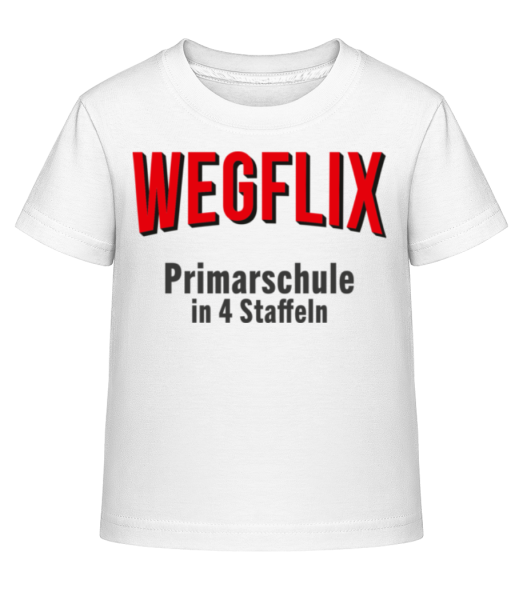 Wegflix Primarschule In 4 Saffeln - Kinder Shirtinator T-Shirt - Weiß - Vorne
