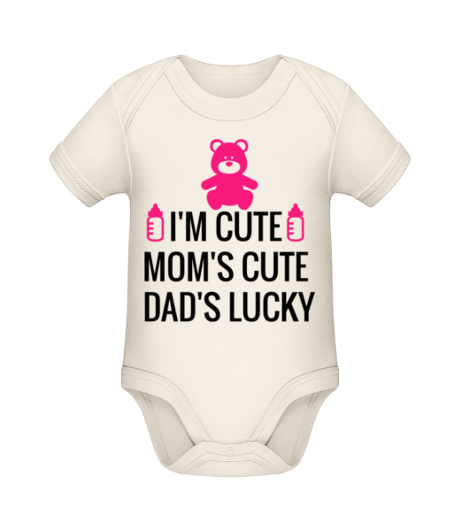 I'm Cute Dad's Lucky - Baby Bio Strampler - Creme - Vorne