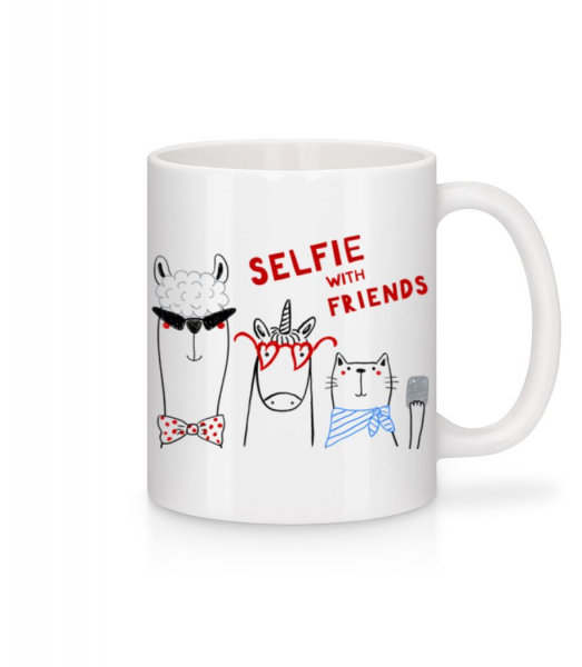 Selfie With Friends - Mug en céramique blanc - Blanc - Devant