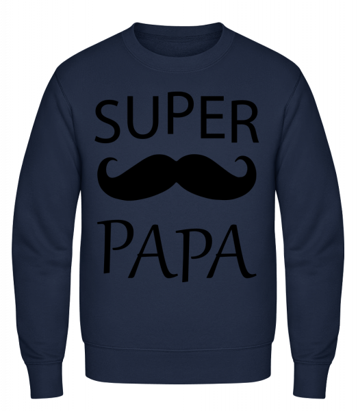 Super Papa Mustache - Sweat-shirt classique avec manches set-in - Marine - Devant