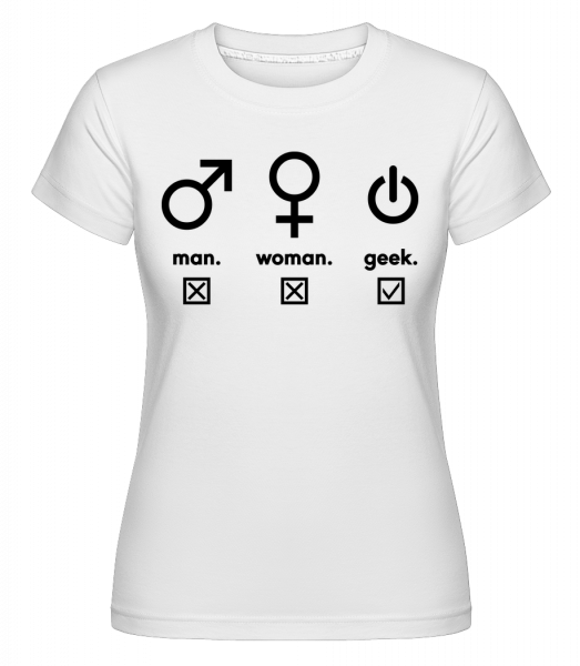 Man Woman Geek Symbols - Shirtinator Frauen T-Shirt - Weiß - Vorn
