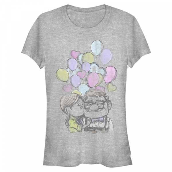 Disney - Oben - Carl & Ellie Love Up - Frauen T-Shirt - Grau meliert - Vorne