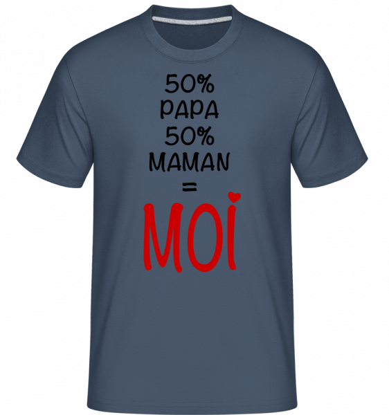 50% Papa, 50% Maman - MOI -  T-Shirt Shirtinator homme - Bleu denim - Devant
