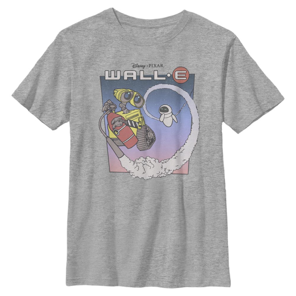 Pixar - Wall-E - Wall-e Walle and Eve in Space - Kinder T-Shirt - Grau meliert - Vorne