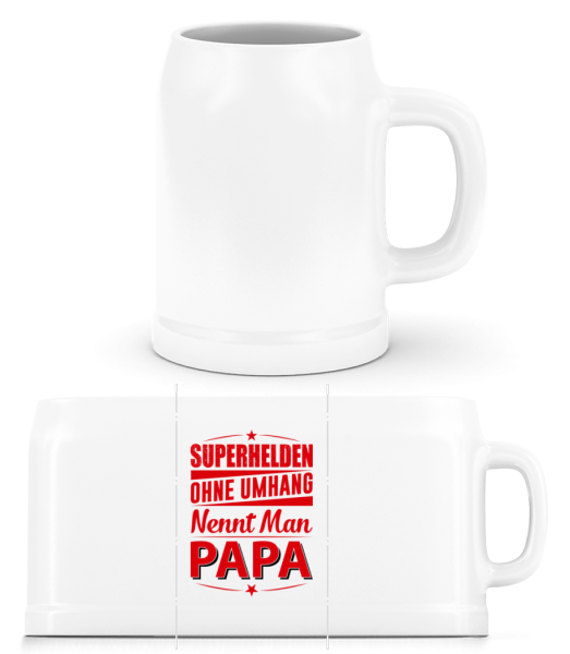 Superhelden Papa - Bierkrug - Weiß - Vorne