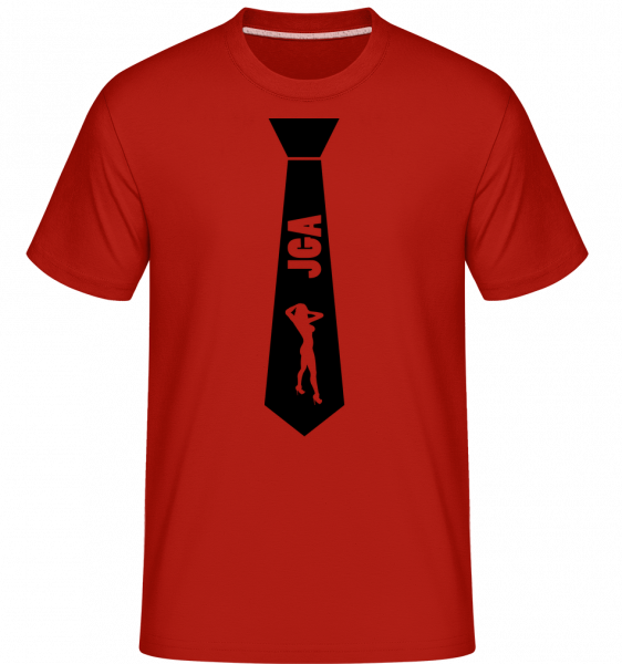 Krawatte JGA Stripperin - Shirtinator Männer T-Shirt - Rot - Vorn