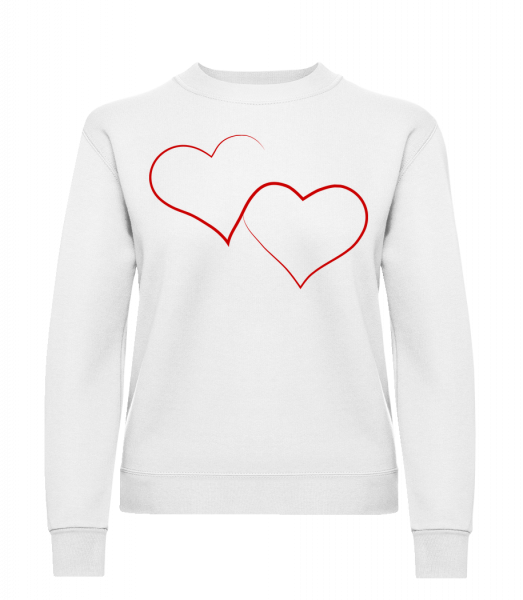 Deux Cœurs - Sweat-shirt classique avec manches set-in pour femme - Blanc - Devant