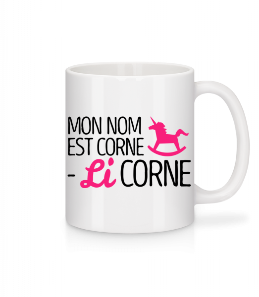 Mon Nom Est Corne, Li Corne - Mug en céramique blanc - Blanc - Devant