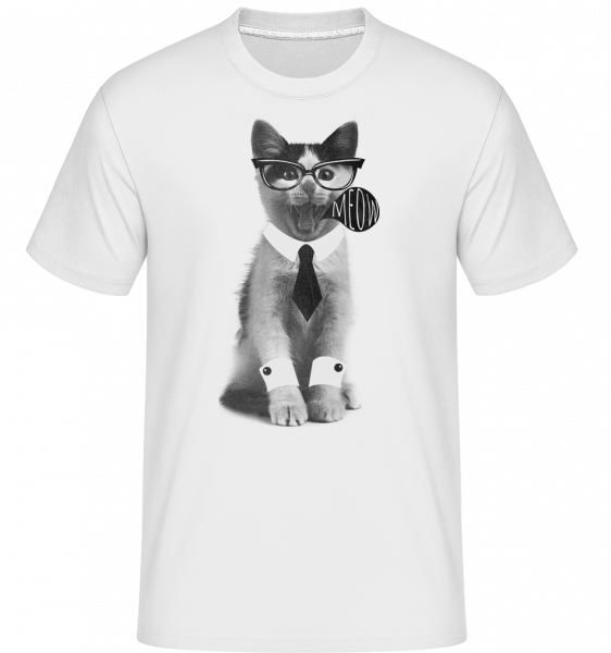 Hipster Katze - Shirtinator Männer T-Shirt - Weiß - Vorn