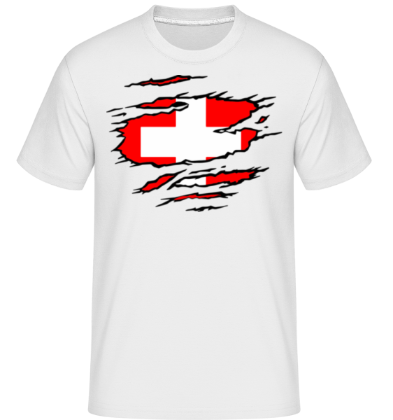 Ripped Flag Switzerland - Shirtinator Männer T-Shirt - Weiß - Vorne