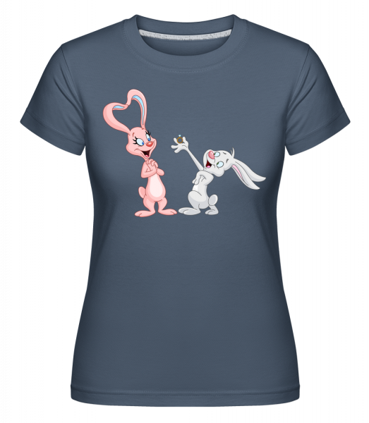 Love Rabbits Comic -  T-shirt Shirtinator femme - Bleu denim - Devant