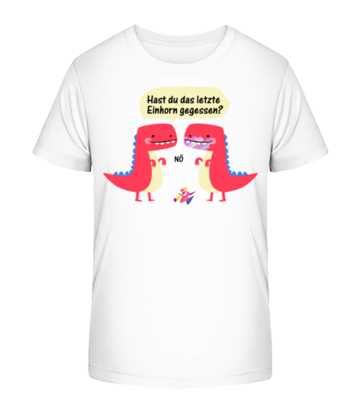 Letztes Einhorn Und Dinosaurier - Kinder Bio T-Shirt Stanley Stella - Weiß - Vorne