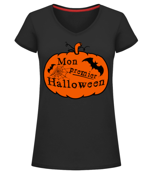 Mon Premier Halloween - T-shirt col en V Femme - Noir - Devant