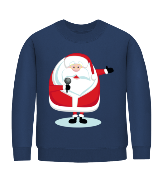 Singender Weihnachtsmann - Kinder Pullover - Marine - Vorne