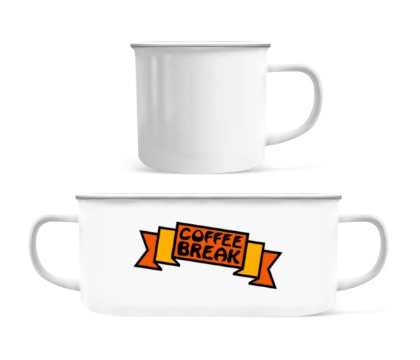 Coffee Break Logo - Tasse Émaillée - Blanc - Devant