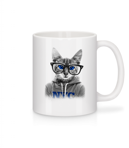 Cat NCY - Mug en céramique blanc - Blanc - Devant