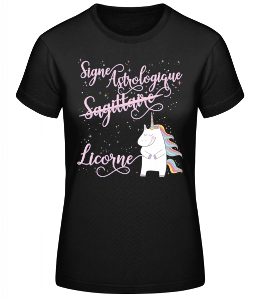 Signe Astrologique Licorne Sagit - T-shirt standard femme - Noir - Devant