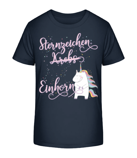 Sternzeichen Einhorn Krebs - Kinder Bio T-Shirt Stanley Stella - Marine - Vorne