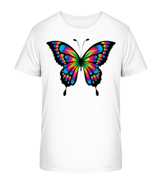 Regenbogen Schmetterling - Kinder Bio T-Shirt Stanley Stella - Weiß - Vorne