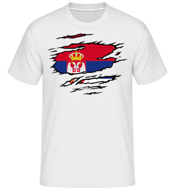 Drapeau déchiré Serbie -  T-Shirt Shirtinator homme - Blanc - Devant