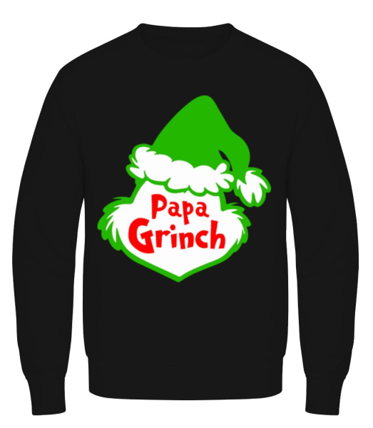Papa Grinch - Sweatshirt Homme - Noir - Devant
