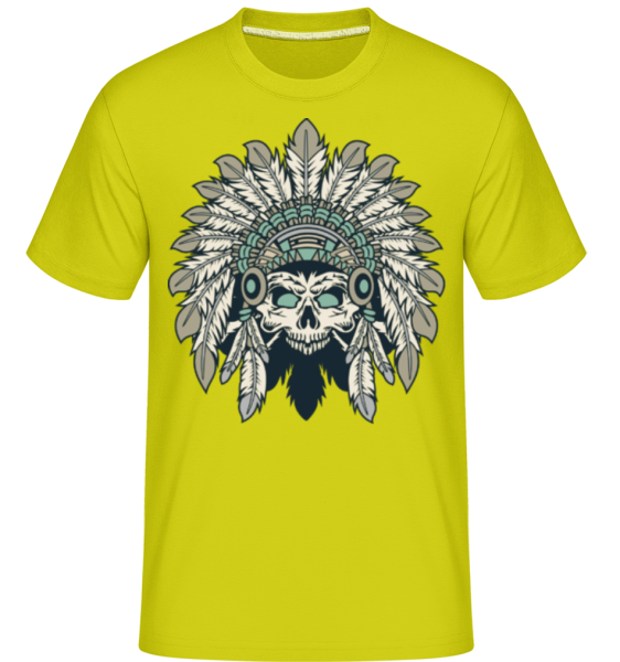 Indian Headdress Skull - Shirtinator Männer T-Shirt - Lime - Vorne