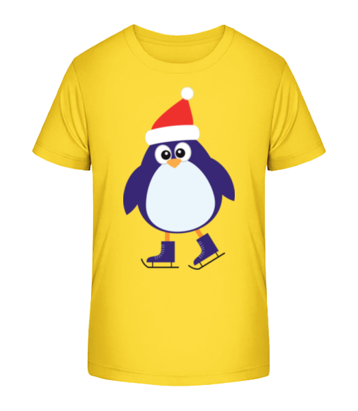 Schlittschuh Pinguin - Kinder Bio T-Shirt Stanley Stella - Gelb - Vorne