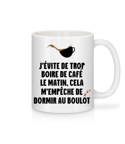 J'évite De Trop Boire De Café Le Matin - Mug en céramique blanc - Blanc - Devant