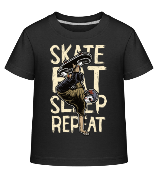 Skate Eat Sleep Repeat - Kinder Shirtinator T-Shirt - Schwarz - Vorne