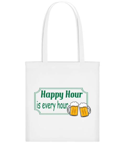 Happy Hour Is Every Hour Sign Green - Stofftasche - Weiß - Vorne