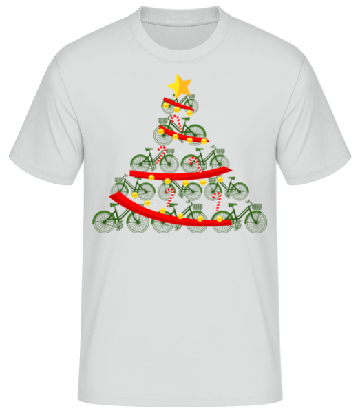 Arbre de Noël à vélo - T-shirt standard Homme - Gris chiné - Devant