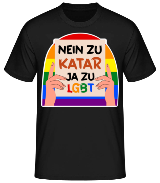 Nein Katar Ja LGBT - Männer Basic T-Shirt - Schwarz - Vorne