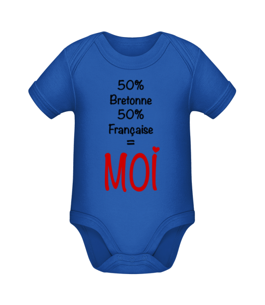 50% Bretonne, 50% Française - MOI - Body manches courtes bio - Bleu royal - Devant