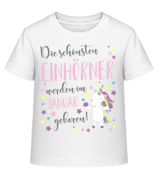 Einhorn Geboren In JANUAR - Kinder Shirtinator T-Shirt - Weiß - Vorne