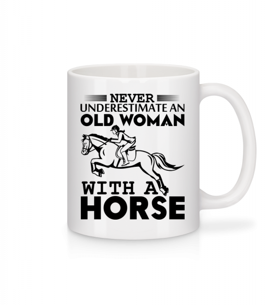 Old Woman With Horse - Mug en céramique blanc - Blanc - Devant