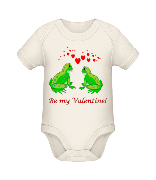 Frogs Be My Valentine - Baby Bio Strampler - Creme - Vorne