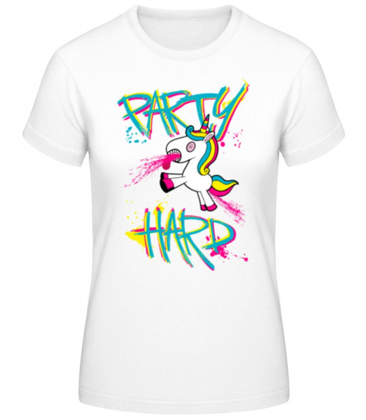 Party Hard Einhorn - Frauen Basic T-Shirt - Weiß - Vorne