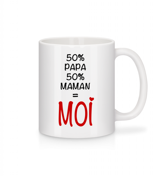 50% Papa, 50% Maman - MOI - Mug en céramique blanc - Blanc - Devant