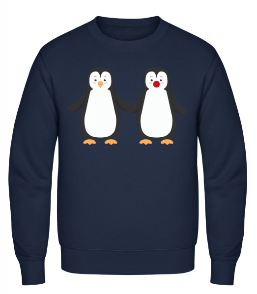 Pinguin Paar - Männer Pullover - Marine - Vorn