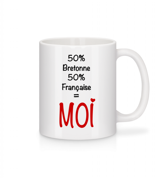 50% Bretonne, 50% Française - MOI - Mug en céramique blanc - Blanc - Devant