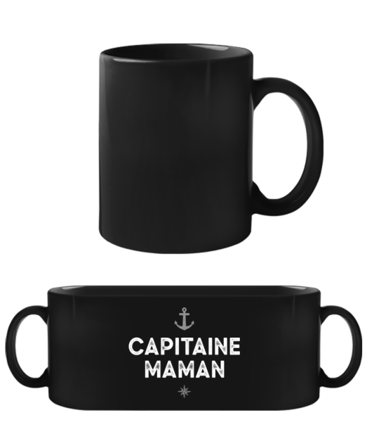 Capitaine Maman - Tasse Noire - Noir - Devant