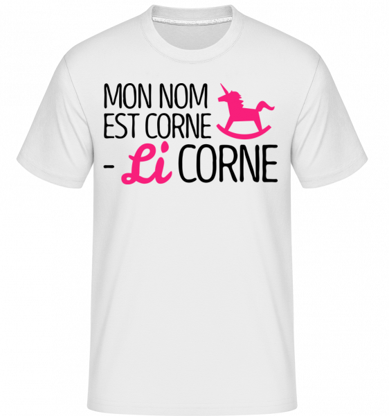 Mon Nom Est Corne, Li Corne -  T-Shirt Shirtinator homme - Blanc - Devant