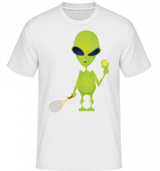 Alien Spielt Tennis - Shirtinator Männer T-Shirt - Weiß - Vorn