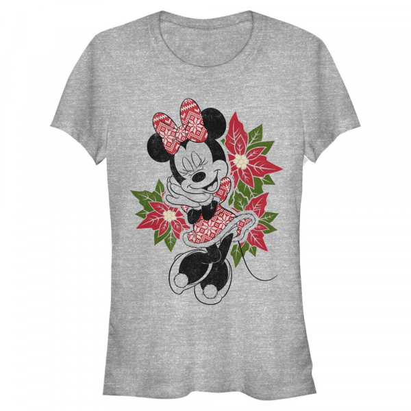 Disney Classics - Micky Maus - Minnie Mouse Christmas Fairisle Minnie - Weihnachten - Frauen T-Shirt - Grau meliert - Vorne