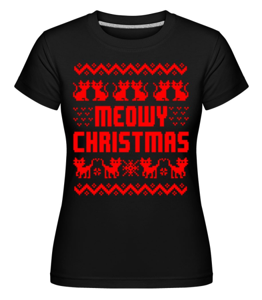Meowy Christmas - Shirtinator Frauen T-Shirt - Schwarz - Vorne