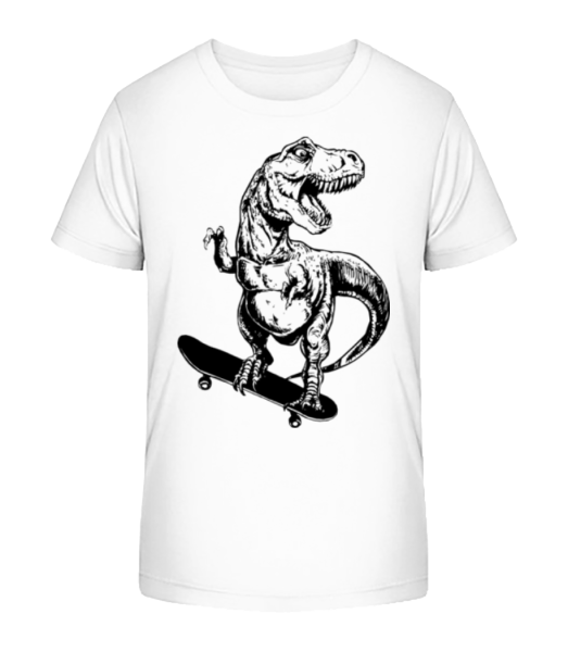 T-Rex Skater - Kinder Bio T-Shirt Stanley Stella - Weiß - Vorne