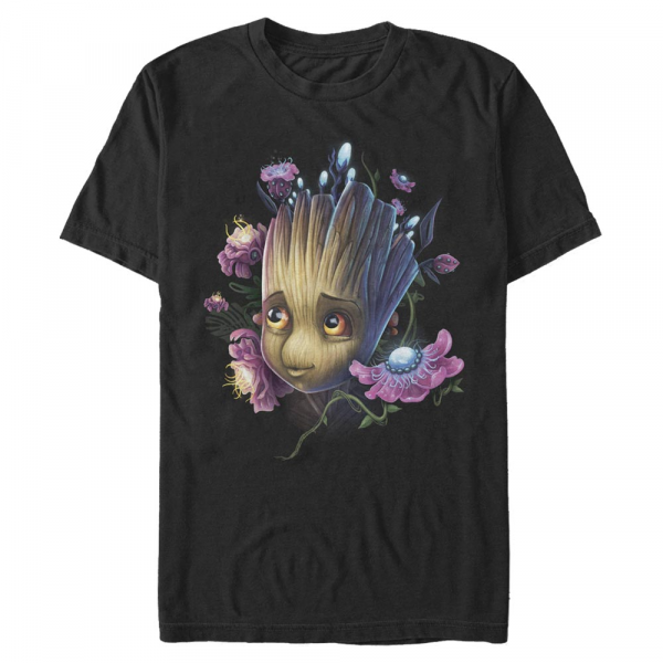 Marvel - Guardians of the Galaxy - Groot Flowers - Männer T-Shirt - Schwarz - Vorne